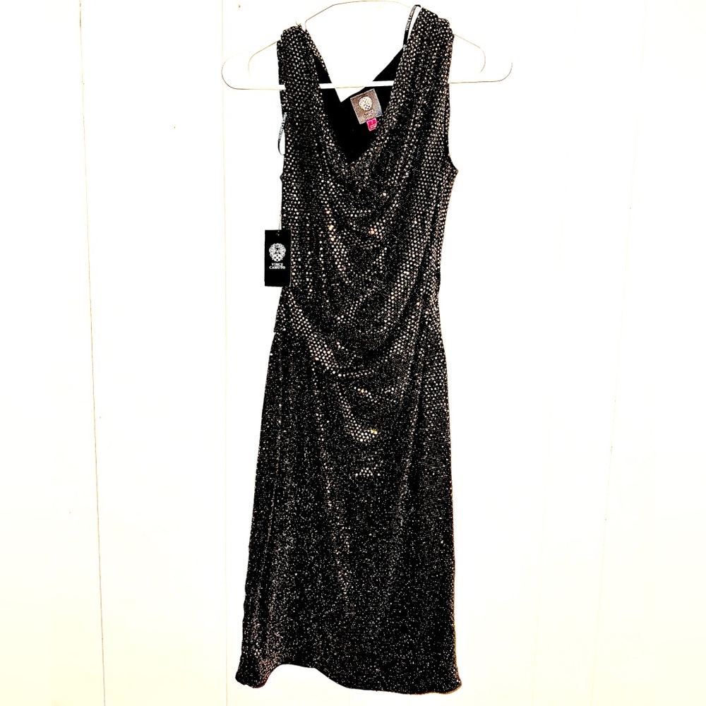 Metallic Sequin Evening Dress